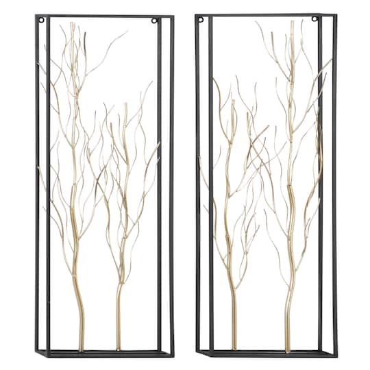 36&#x22; Gold Metal Glam Floral Wall D&#xE9;cor Set